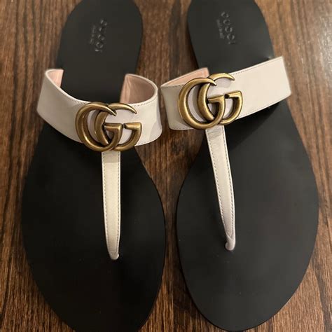 sandali marmont gucci|Gucci Marmont leather thong sandals.